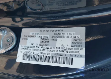 2021 Mazda Mx-5 Miata Sport из США, поврежденный, VIN JM1NDAB71M0453057